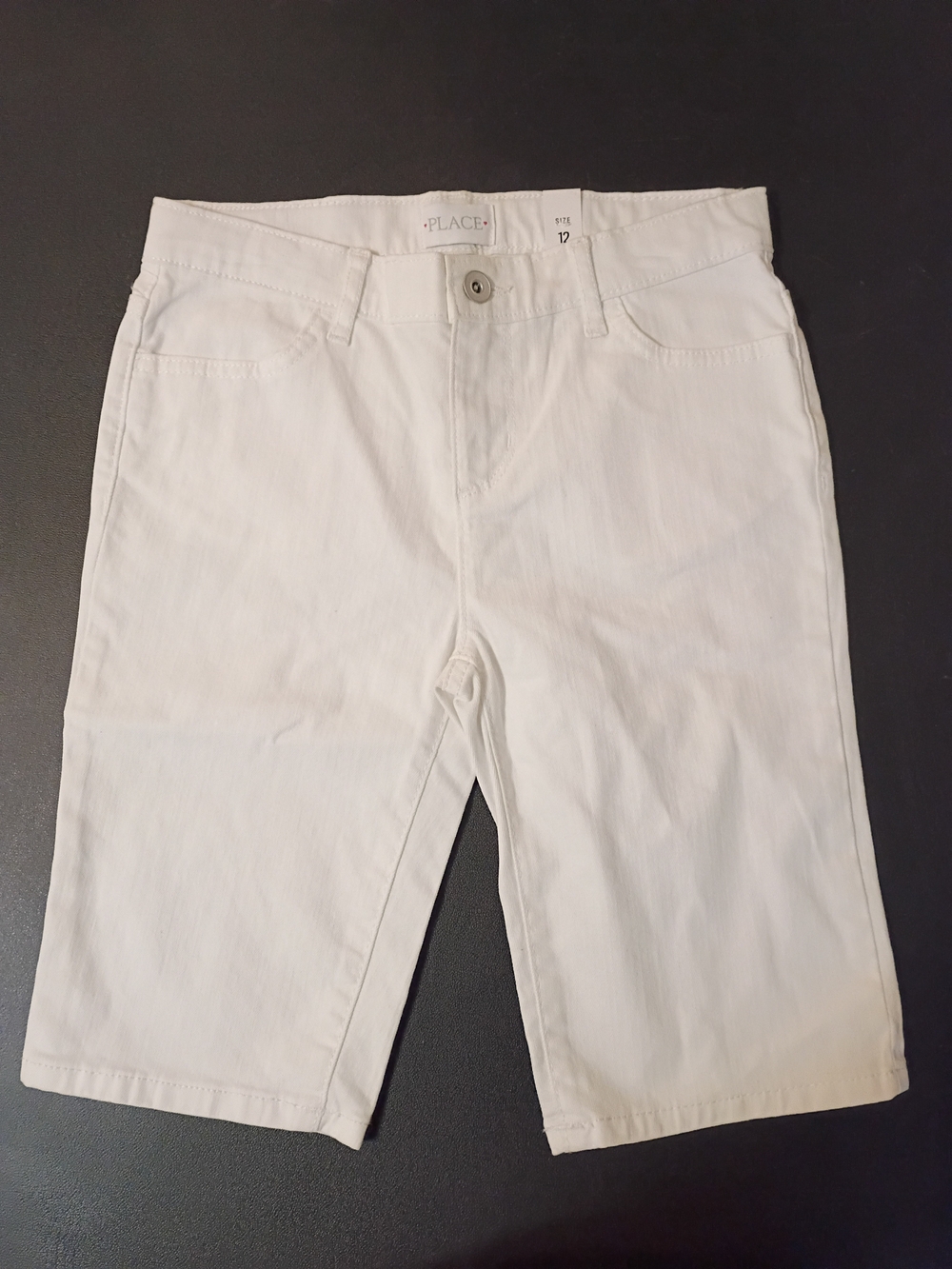 The Children's Place Girls White Denim Skimmer Adjustable Waist Shorts - Size 12